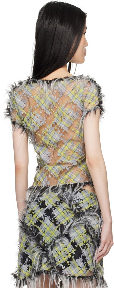 Tanktop Diesel Sheer Plaid Print T-shirt Grøn | A16506 0CLBX, 2