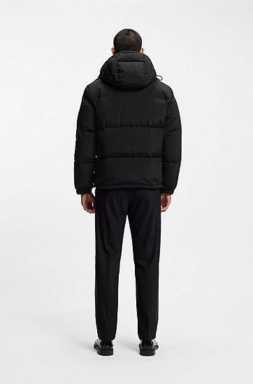 Puffer jakke BOSS Hooded Water-Repellent Down-Filled Puffer Jacket Sort | 50549236, 1