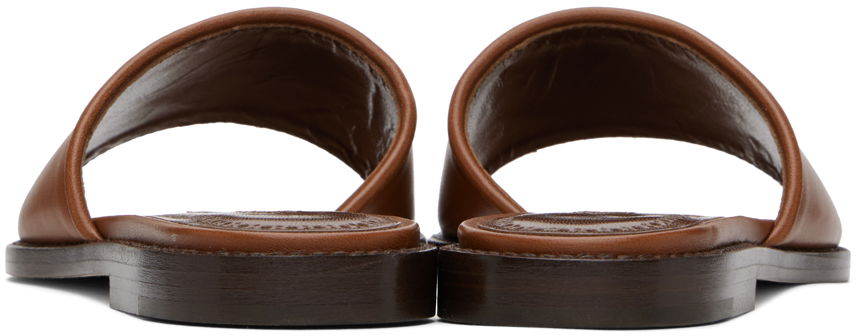 Tilbehør Manolo Blahnik Manolo Blahnik Safinanu Leather Slide Sandals Brun | 124-2668, 1