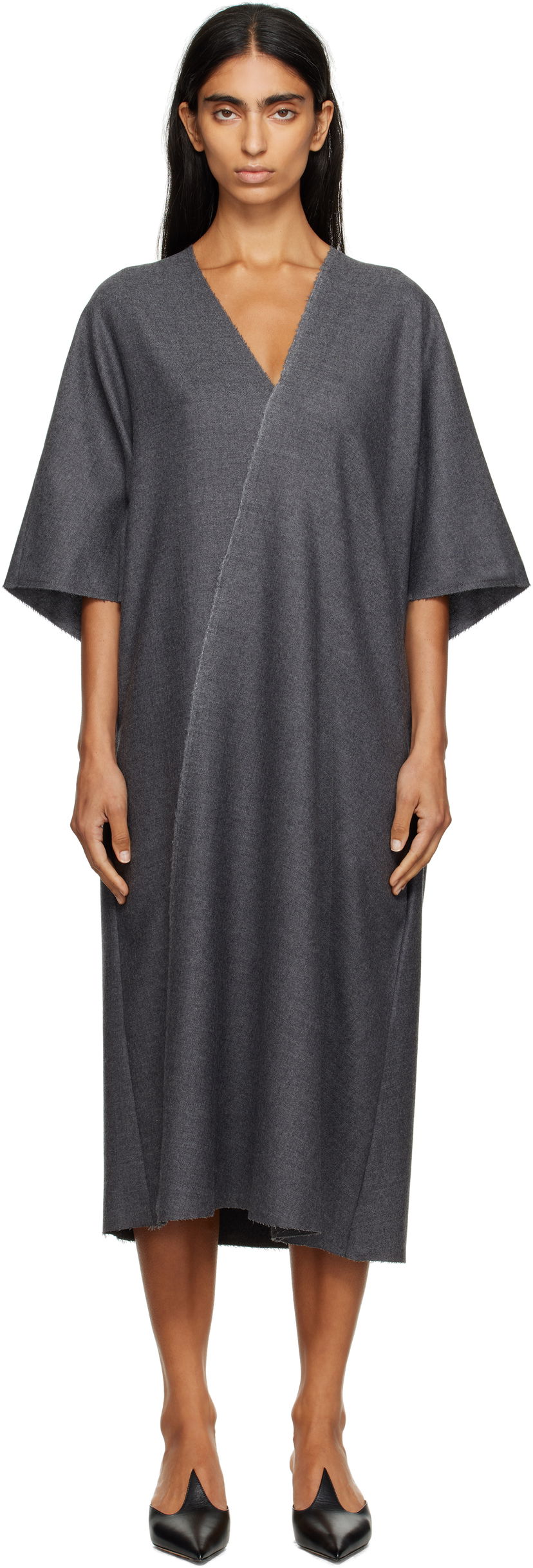 Kjole Maison Margiela MM6 Maison Margiela Raw Edge Midi Dress Grå | S52DD0066 M35466