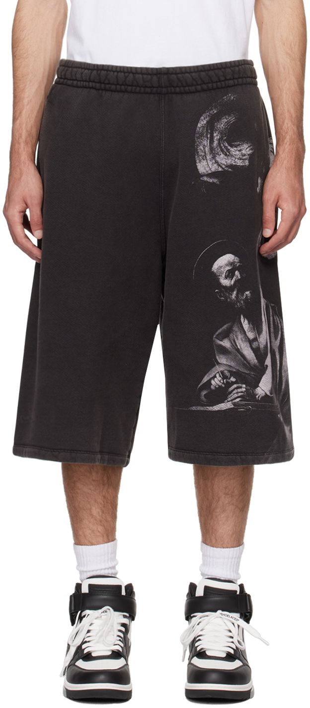 Shorts Off-White Gray S.Matthew Shorts Sort | OMCI016C99FLE0011077