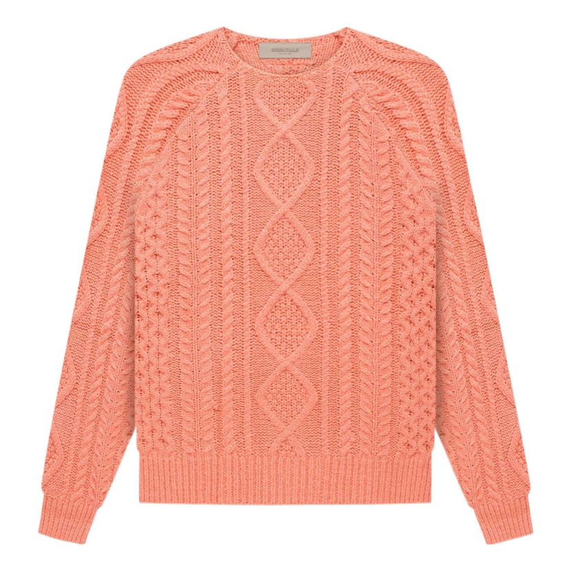 Sweater Fear of God Essentials FW22 Cable Knit Sweater Orange | FOG-FW22-019