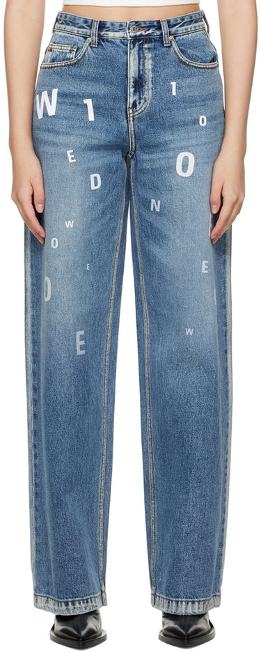 Jeans We11done Random Logo Straight Leg Jeans Blå | WD-DP3-22-387-W-NV, 0