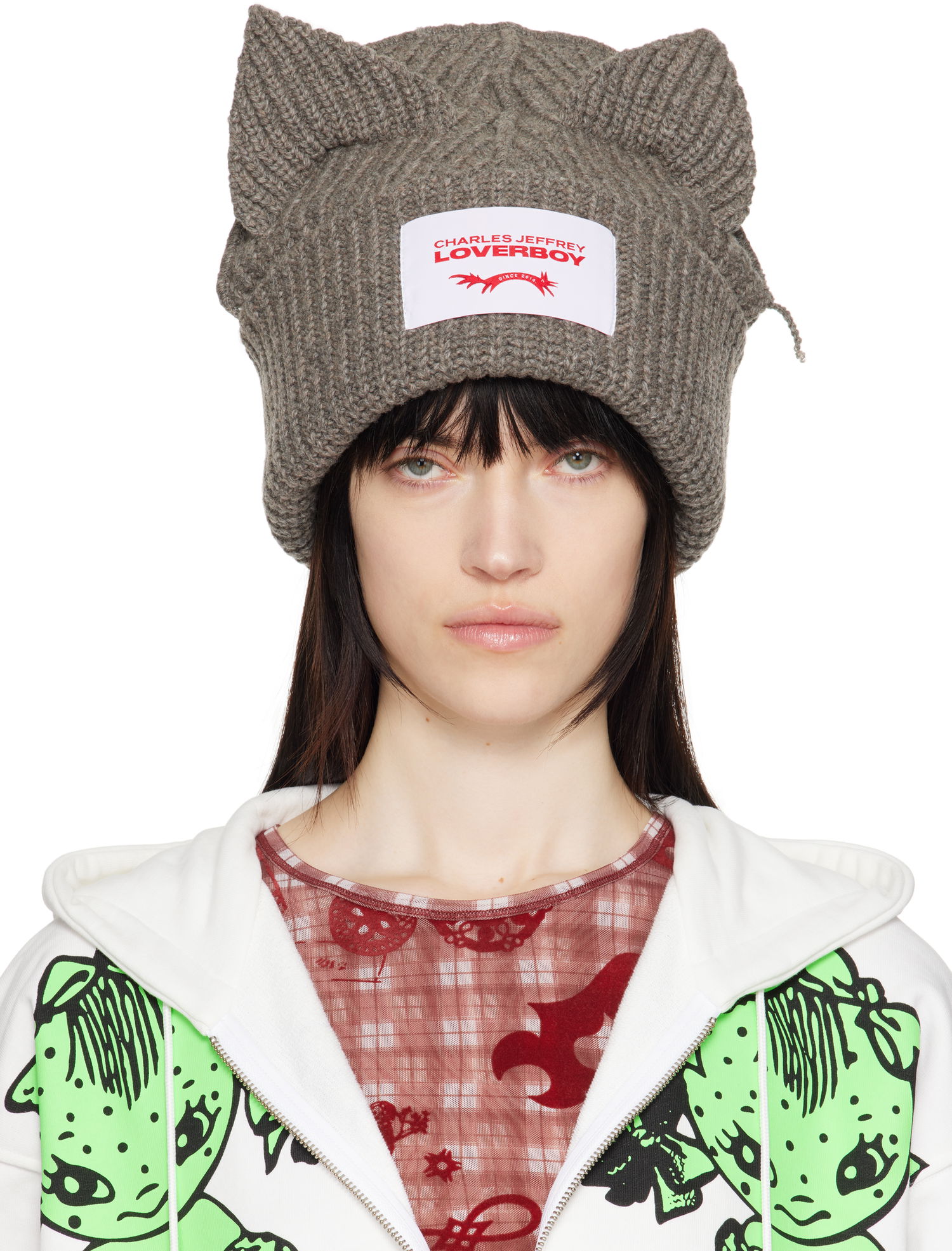 Beanie Charles Jeffrey Loverboy Charles Jeffrey LOVERBOY Chunky Knit Ears Beanie Grå | 32130903, 0