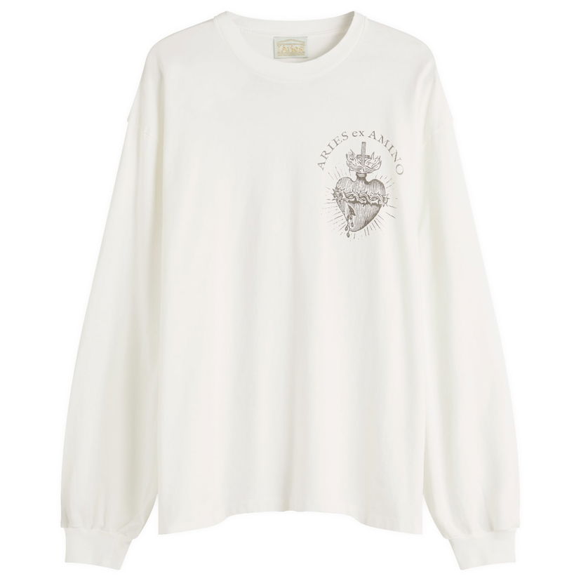 T-shirt Aries Aries Faded Ex Amino Long Sleeve T-Shirt, Size Large Hvid | AR60024-OWT
