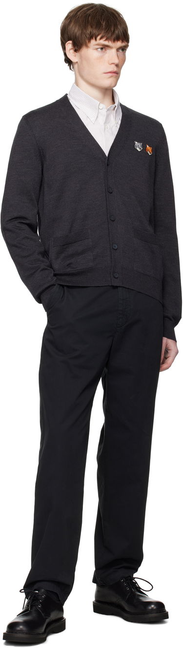 Sweater MAISON KITSUNÉ Double Bold Fox Head Patch Regular Cardigan Grå | OM051CFKT1036, 3