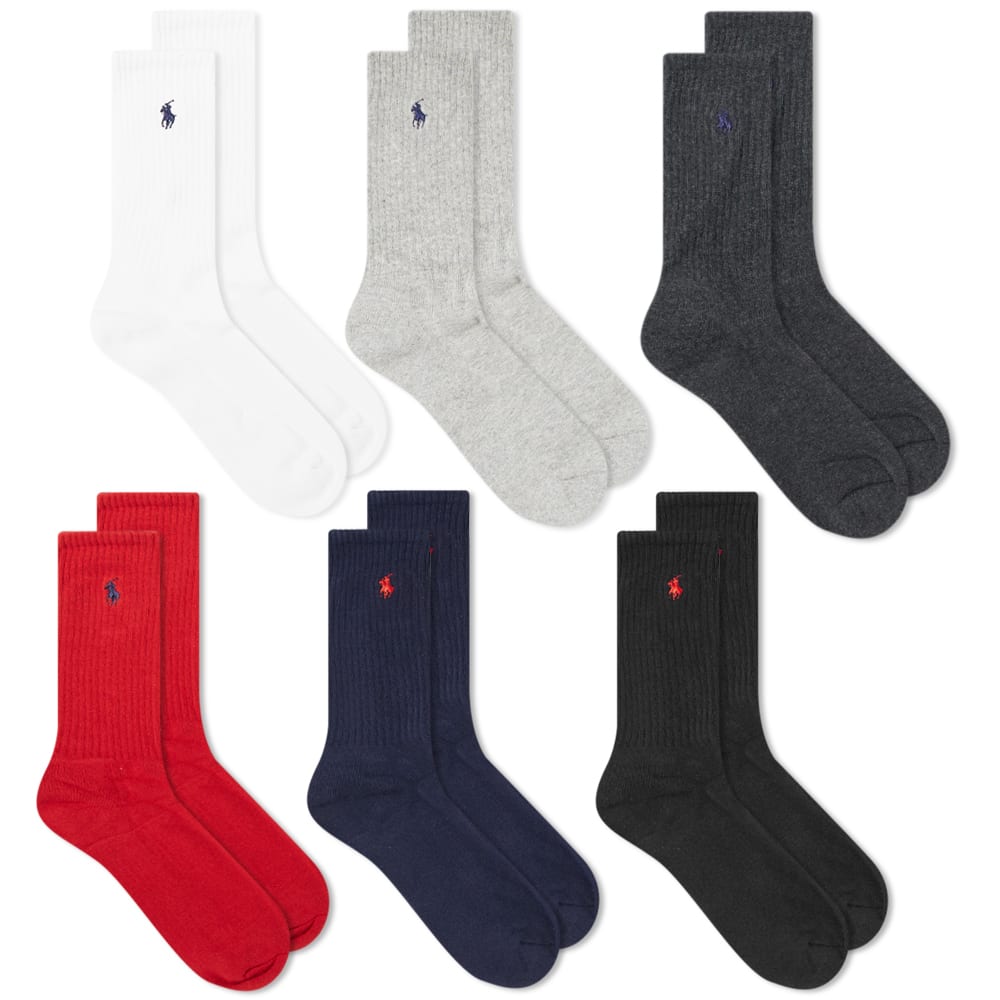 Sokker Polo by Ralph Lauren Cotton Crew Sock - 6 Pack Flerfarvet | 449824809003, 0