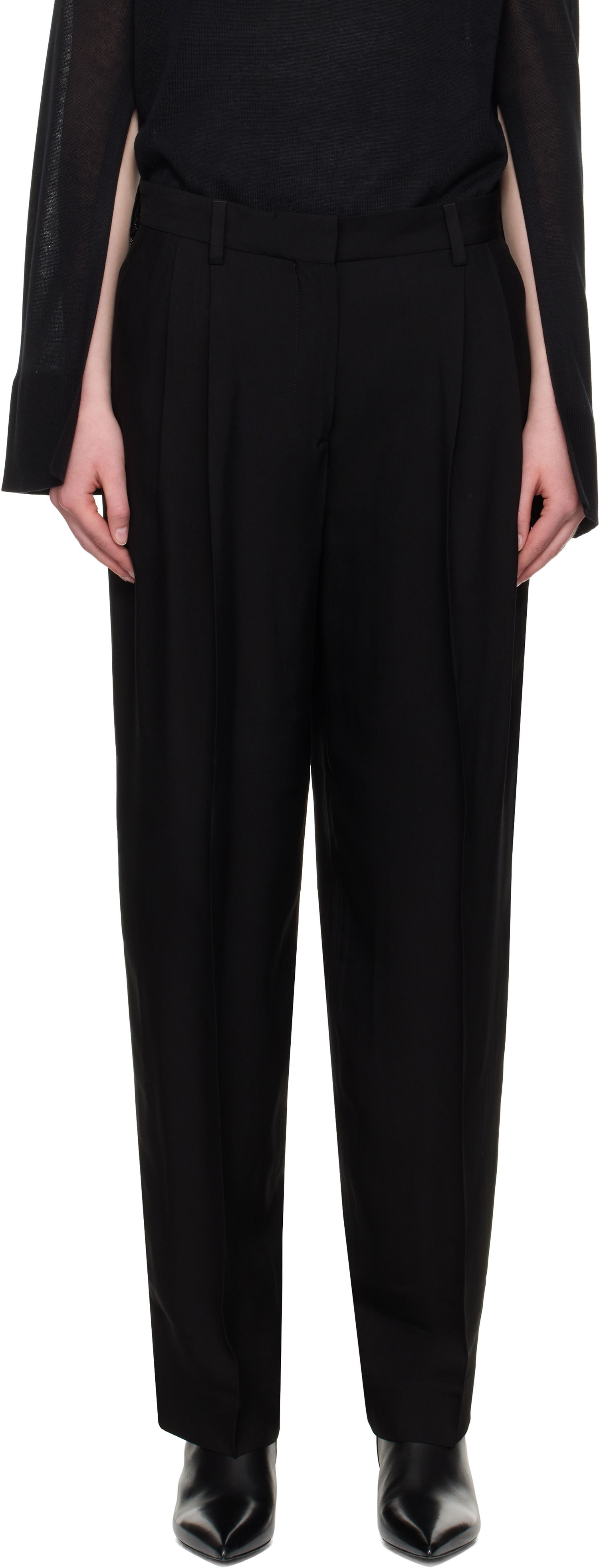 Bukser TOTEME TOTEME Double-Pleat Straight-Leg Trousers Sort | 252-WRB0289-FB0459, 0