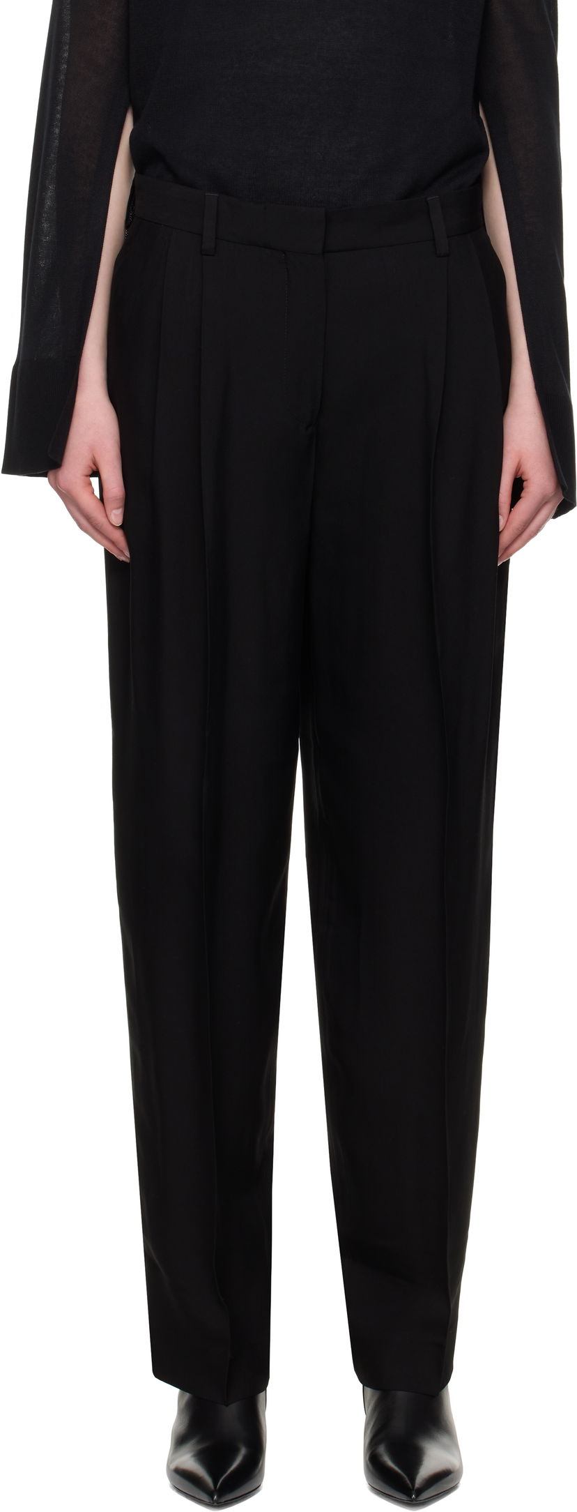 Bukser TOTEME TOTEME Double-Pleat Straight-Leg Trousers Sort | 252-WRB0289-FB0459