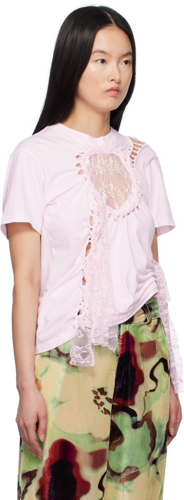 T-shirt Collina Strada Collina Strada Lace Heart Nash T-Shirt Lyserød | XX3051, 1