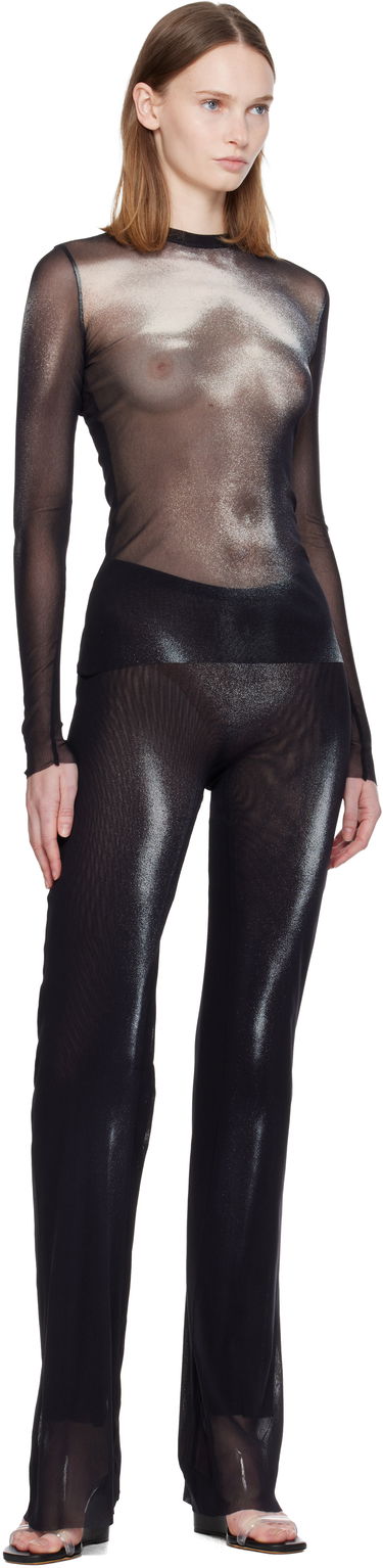 T-shirt Jean Paul Gaultier Sheer Mesh Long Sleeve 'The Silver Body Dust' Top Sort | 25/04-W-TO366-M010P-0091, 3