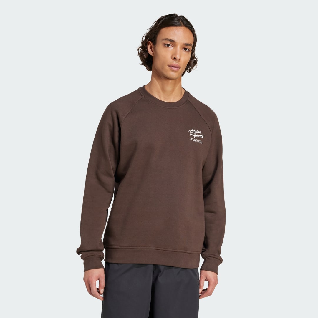 Sweater adidas Performance Diner Text Graphic Fleece Crewneck Sweatshirt Brun | KC3510, 0