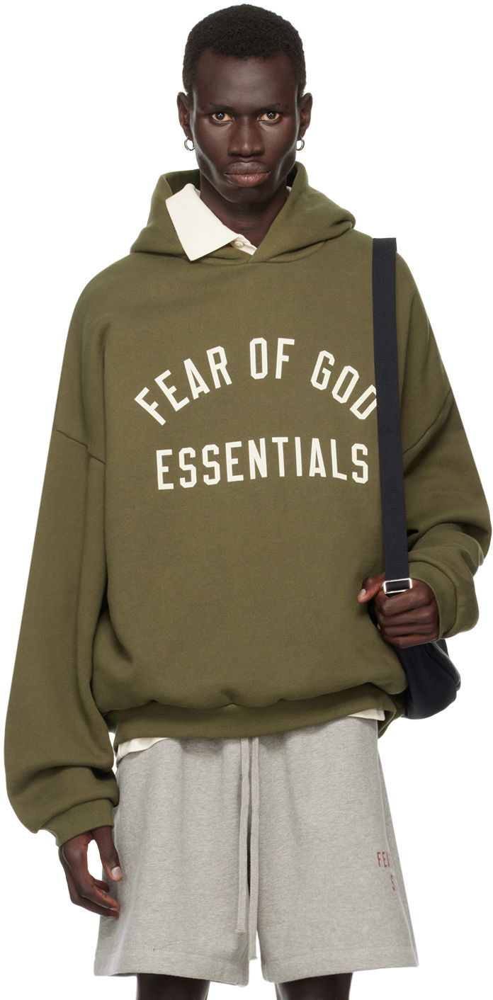 Sweatshirt Fear of God Essentials Logo Printed Hoodie Grøn | 192BT246255F