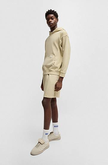 Sweatshirt BOSS Vintage Eyelet Cotton-Terry Hoodie Beige | 50538681, 1