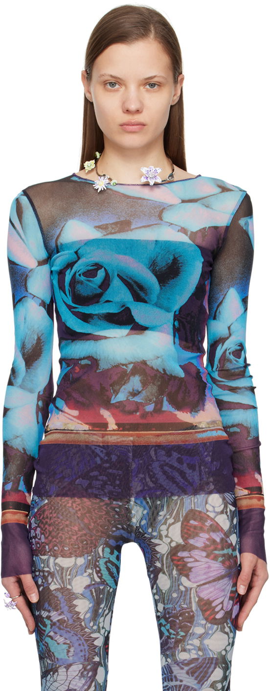 T-shirt Jean Paul Gaultier Roses Print Long Sleeve T-Shirt Flerfarvet | 24/25-U-TO132-T547-275020