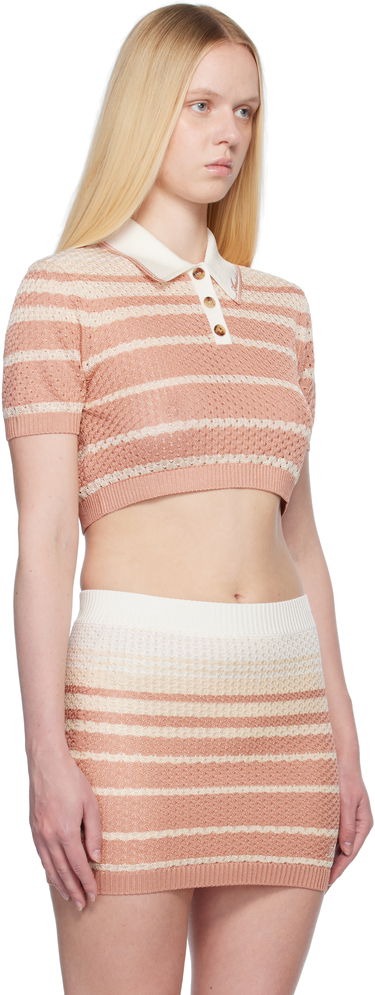 Polo skjorte AMIRI AMIRI Stripe Cropped Polo Lyserød | AWKNPO1023, 1