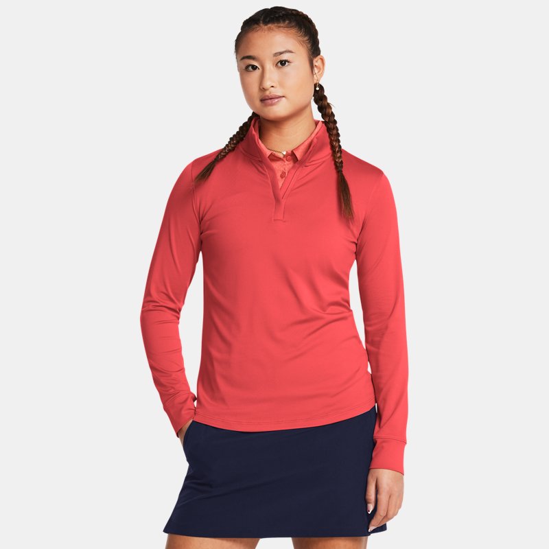 T-shirt Under Armour Playoff mit ¼-Zip für Damen Rot Solstice / Midnight Blaue Marine / Midnight Blaue Marine M Rød | 1383614-814