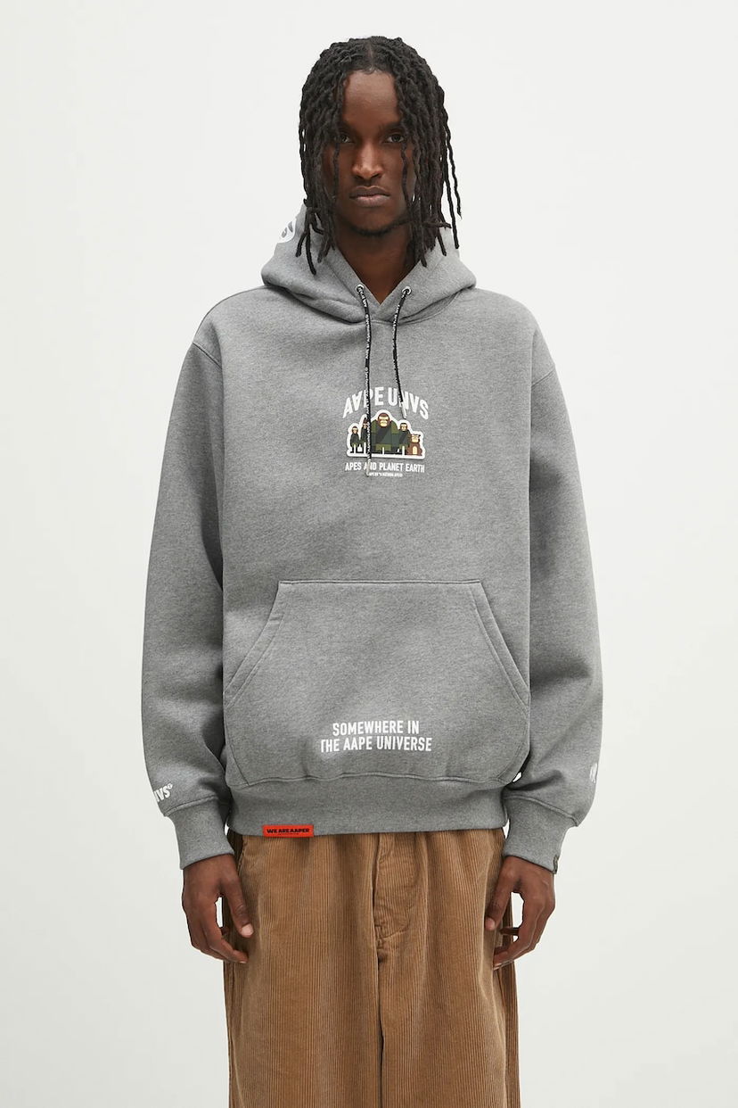 Sweatshirt AAPE by A Bathing Ape AAPE By A Bathing Ape Aaper Hoodie Grå | AAPSWMB378XAN