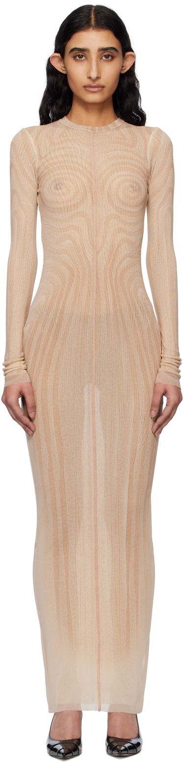 Kjole Jean Paul Gaultier Jean Paul Gaultier 'The Long Spirale' Maxi Dress Beige | 25/34-F-RO390-T587-2026, 0