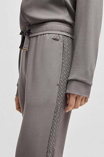 Joggingbukser BOSS Monogram Tracksuit Bottoms with Modal and Silk Grå | 50535841, 1