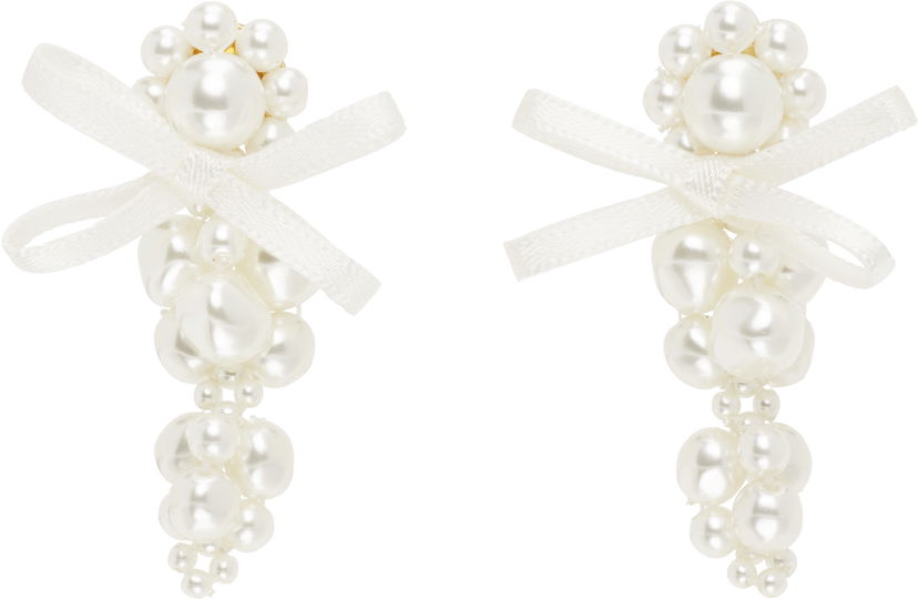 Øreringe Simone Rocha Simone Rocha Petite Bow Cluster Earrings Hvid | ERG545 0904