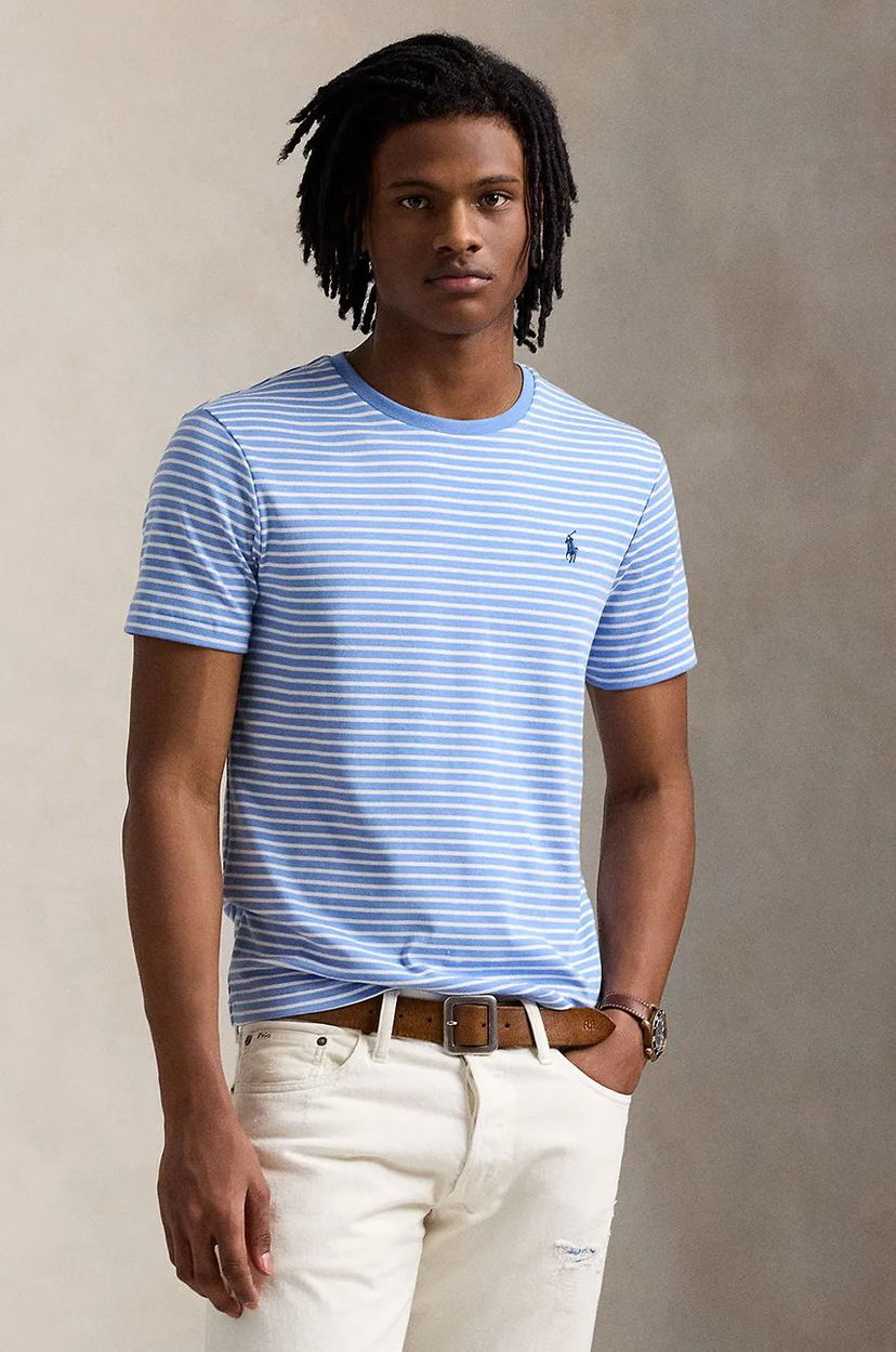 T-shirt Polo by Ralph Lauren Striped Cotton T-Shirt Blå | 710961128