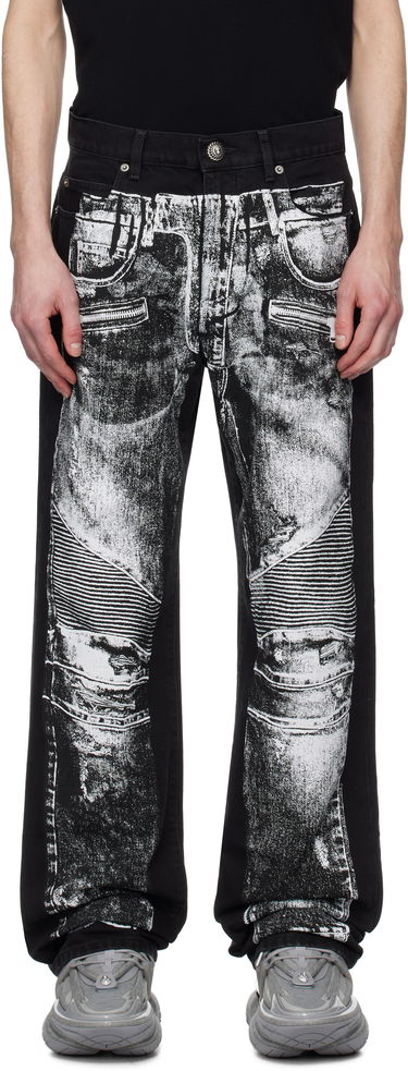 Jeans Balmain Balmain Loose-Fit Biker Print Jeans Sort | EH1ML155DF52, 0