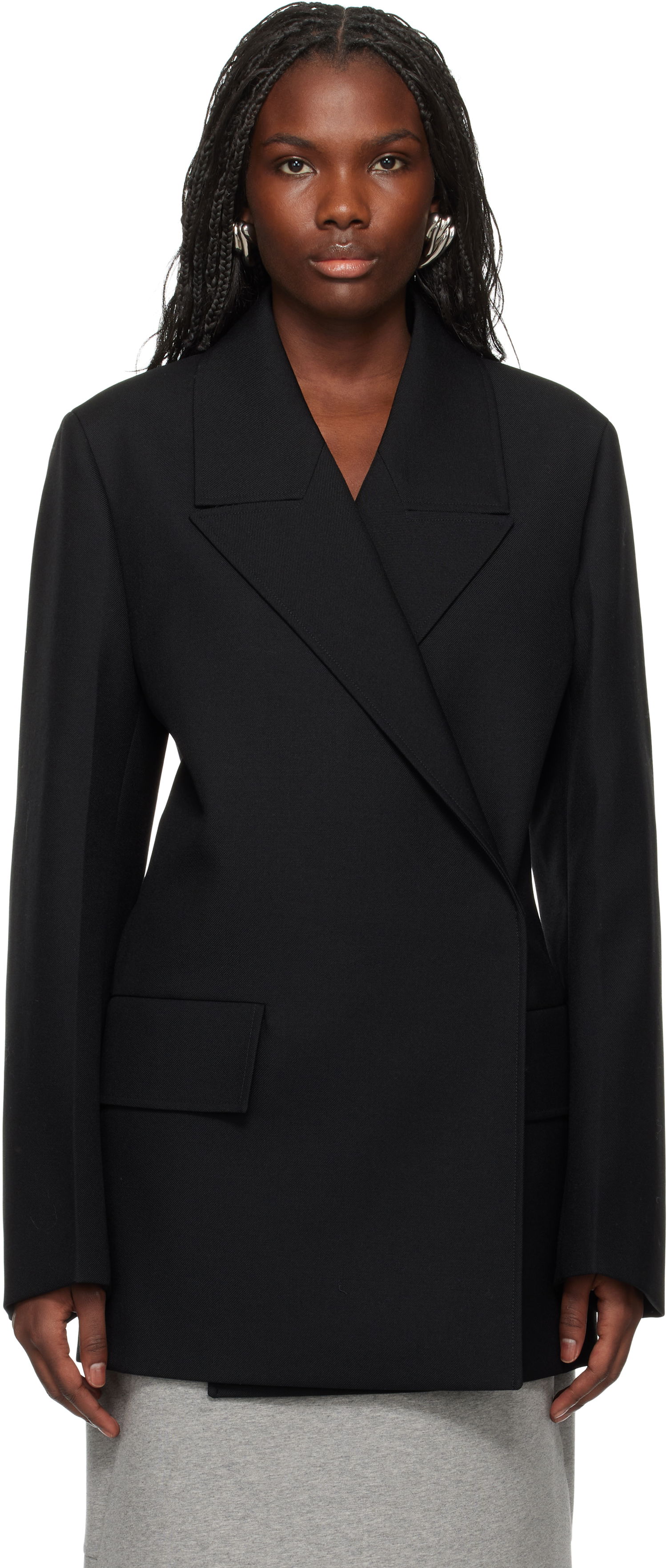 Jakke Jil Sander Double Breasted Wool Blazer Sort | J02BN0184_J40001, 0
