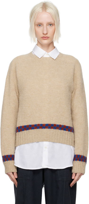 Sweater YMC Jets Check Knit Sweater Beige | Q8XAV, 0