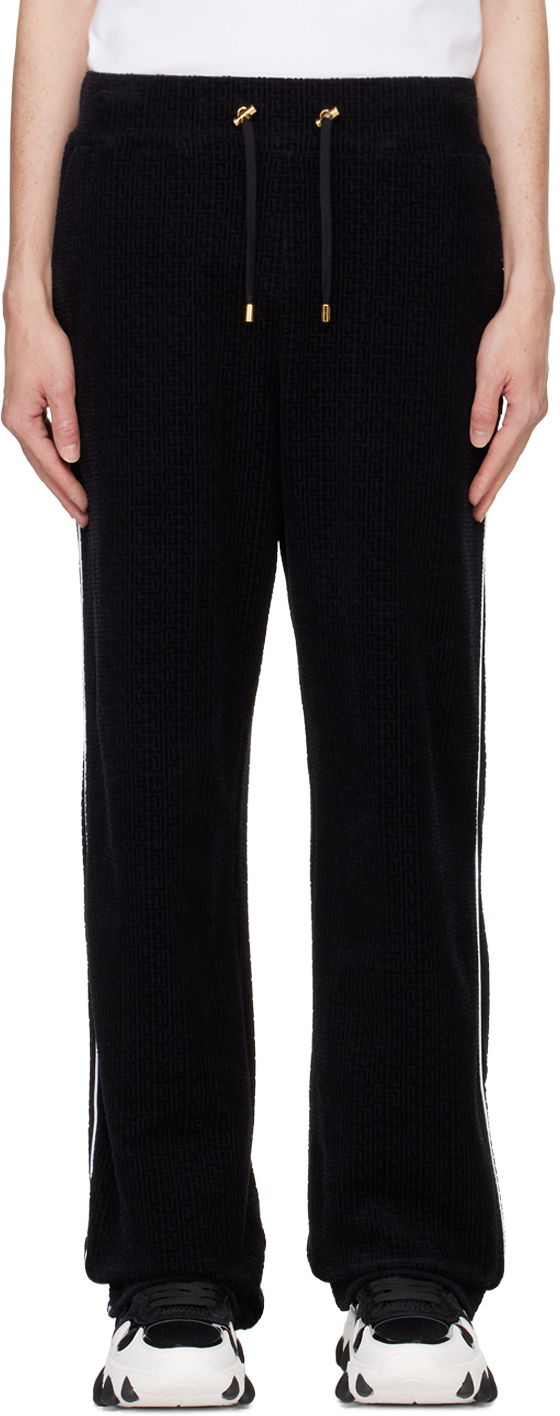 Joggingbukser Balmain Velvet Monogram Sweatpants Sort | DH0PQ270JI39