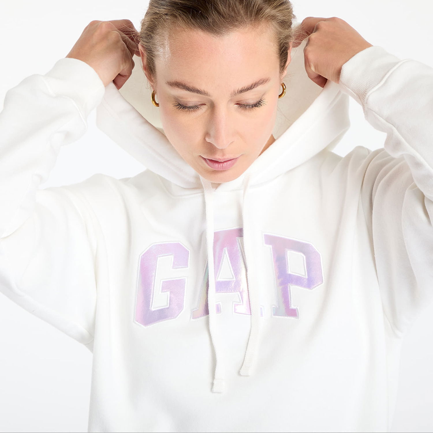 Sweatshirt GAP Logo Hoodie Hvid | 463506-83, 1