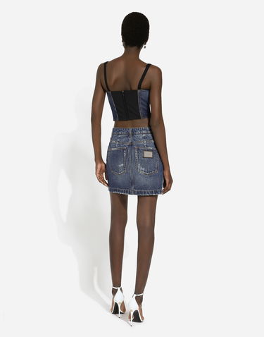 Nederdel Dolce & Gabbana Ripped Denim Mini Skirt Blå | F4CPKDG8KR1S9001, 2