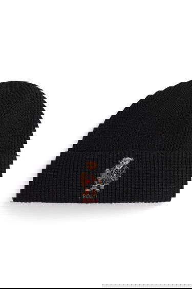 Beanie Polo by Ralph Lauren Ribbed Wool Blend Beanie with Polo Bear Sort | 449P02041, 0
