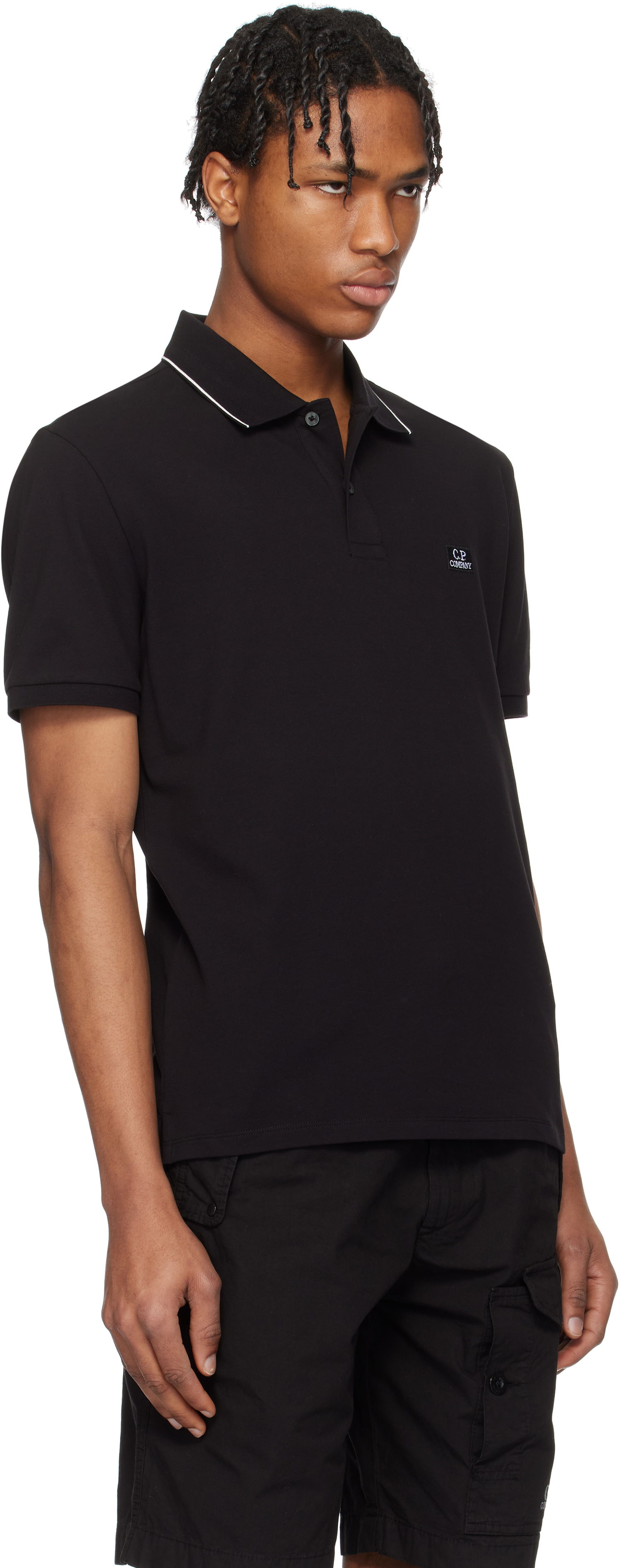 Polo skjorte C.P. Company C.P. Company Stretch Piquet Two-Button Polo Sort | 18CMPL097A005263W, 1