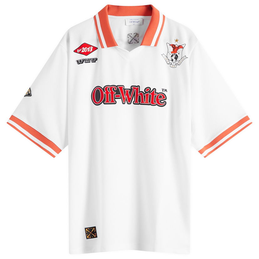 Polo skjorte Off-White Off-White Eagle Soccer Short Sleeve Polo Hvid | OMAD00CS25JER0020125