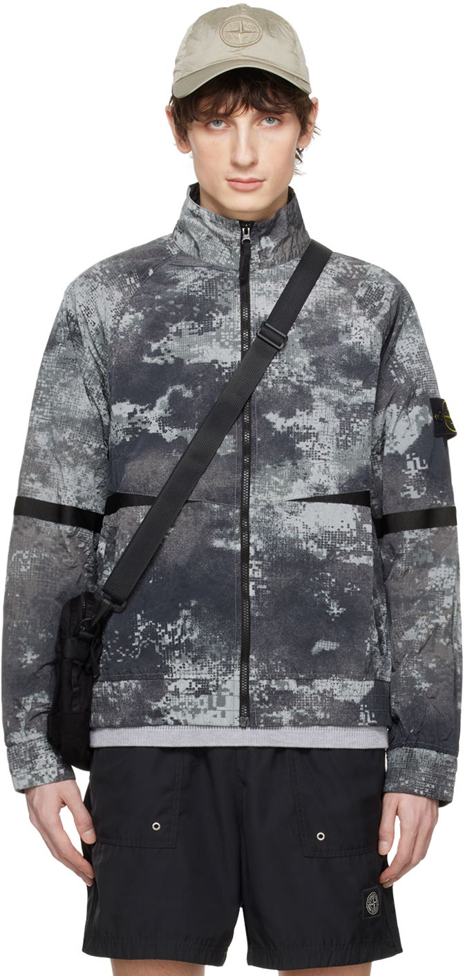 Jakke Stone Island Dissolving Grid Camo Jacket Grå | 8015661E1