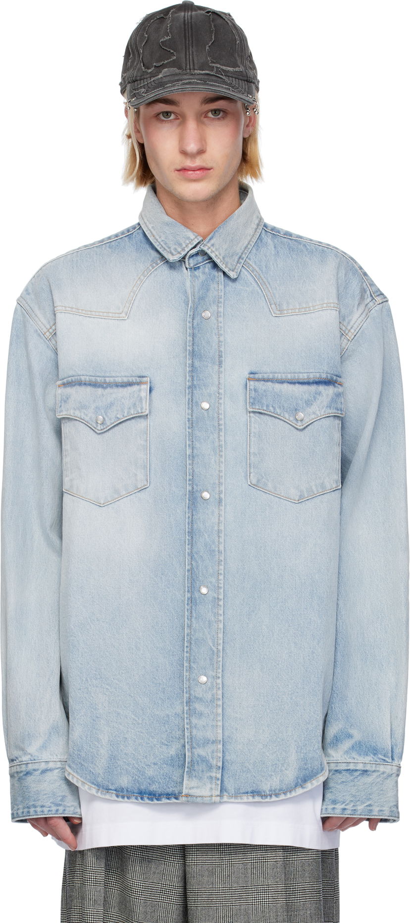 Skjorte VETEMENTS VTMNTS Flap Pocket Denim Shirt Blå | VL22SH600L