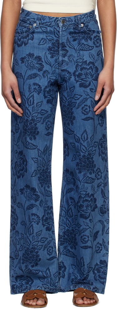 Jeans A.P.C. A.P.C. Elisabeth Floral-Print Wide-Leg Jeans Blå | COHGQ-F09181, 0