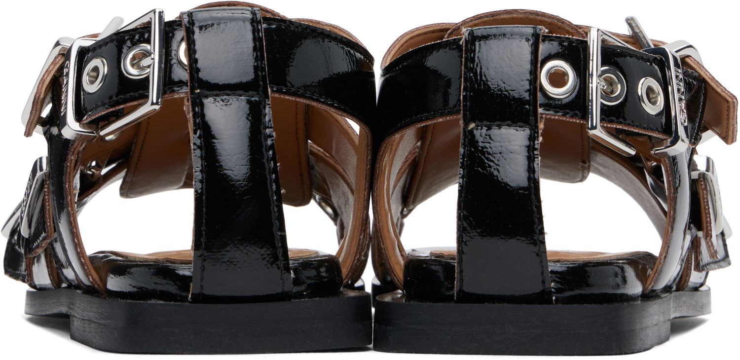 Tilbehør GANNI GANNI Buckle Strap Flat Sandals Sort | S2934, 1