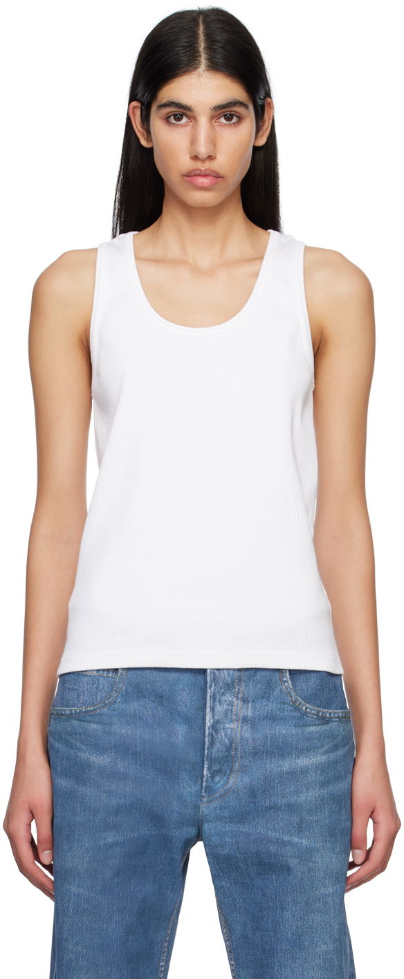 Tanktop Bottega Veneta Scoop Tank Top Hvid | 715043 V2I50, 0