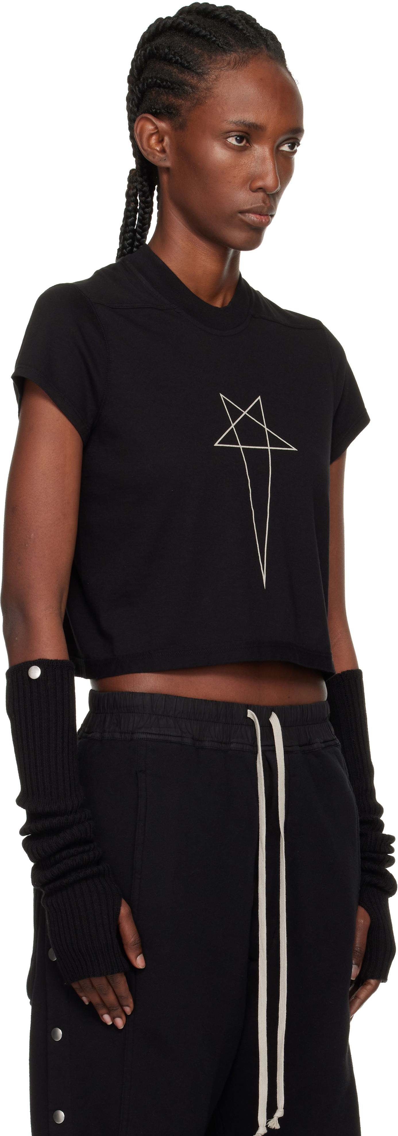 Crop top Rick Owens DRKSHDW Concordians Cropped Small Level T-shirt Sort | DS02E7207 RNEP3, 1