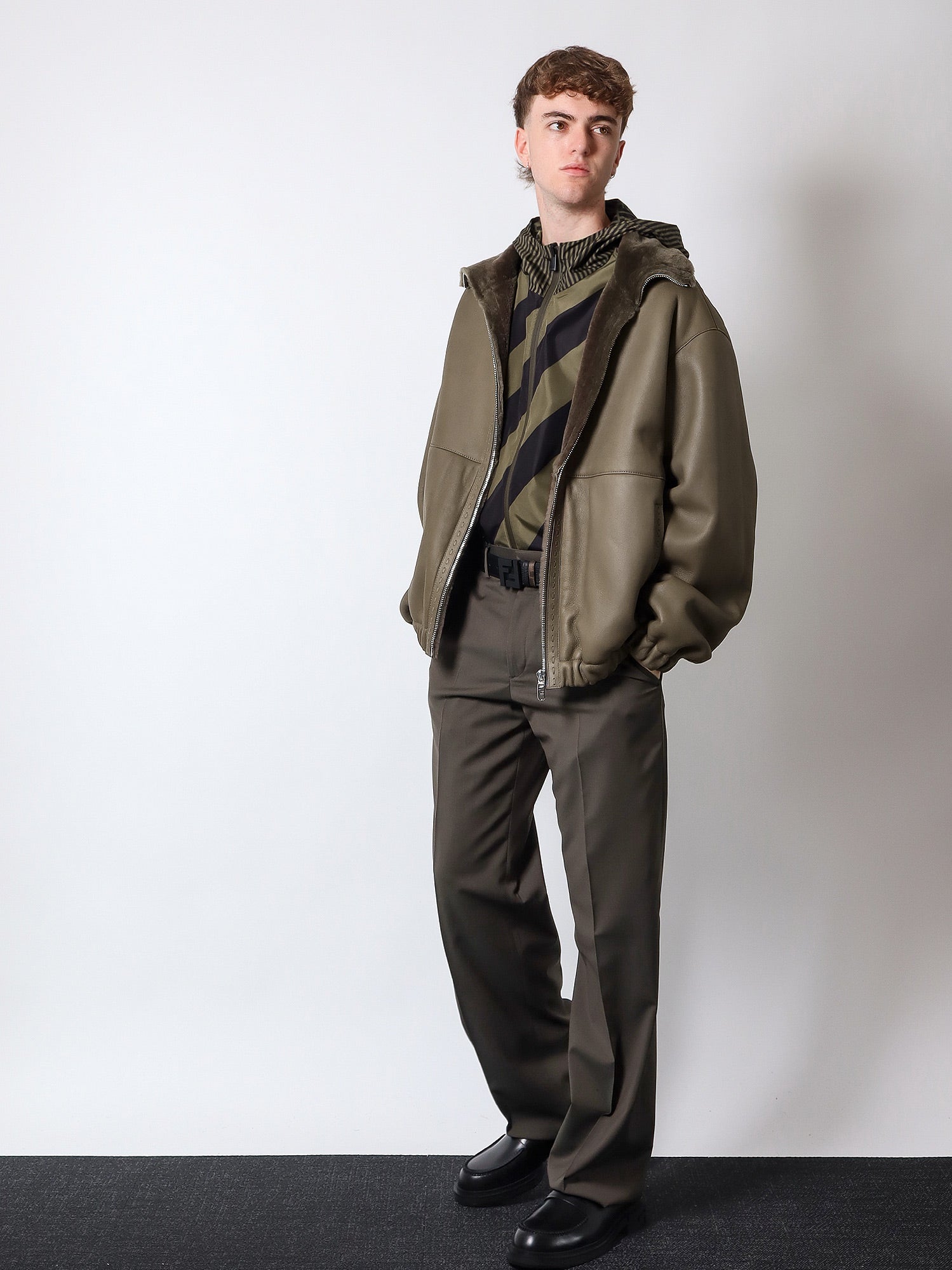 Vindjakke FENDI Fendi Striped Hooded Jacket Grøn | FAA615A79NF13IZ, 1