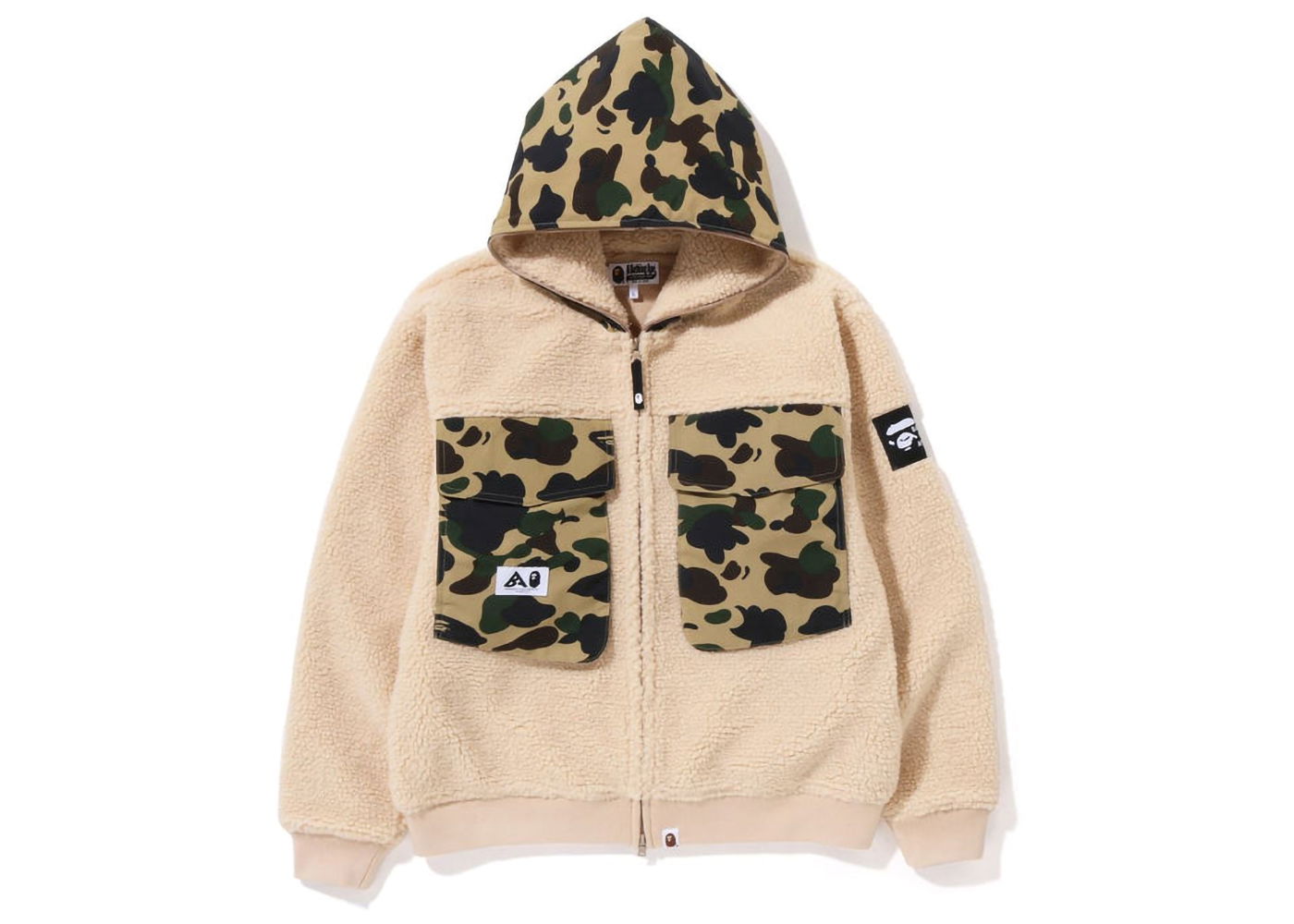 Jakke BAPE Big Pocket Relaxed Fit Boa Jacket Beige | 1I80-140-004, 0