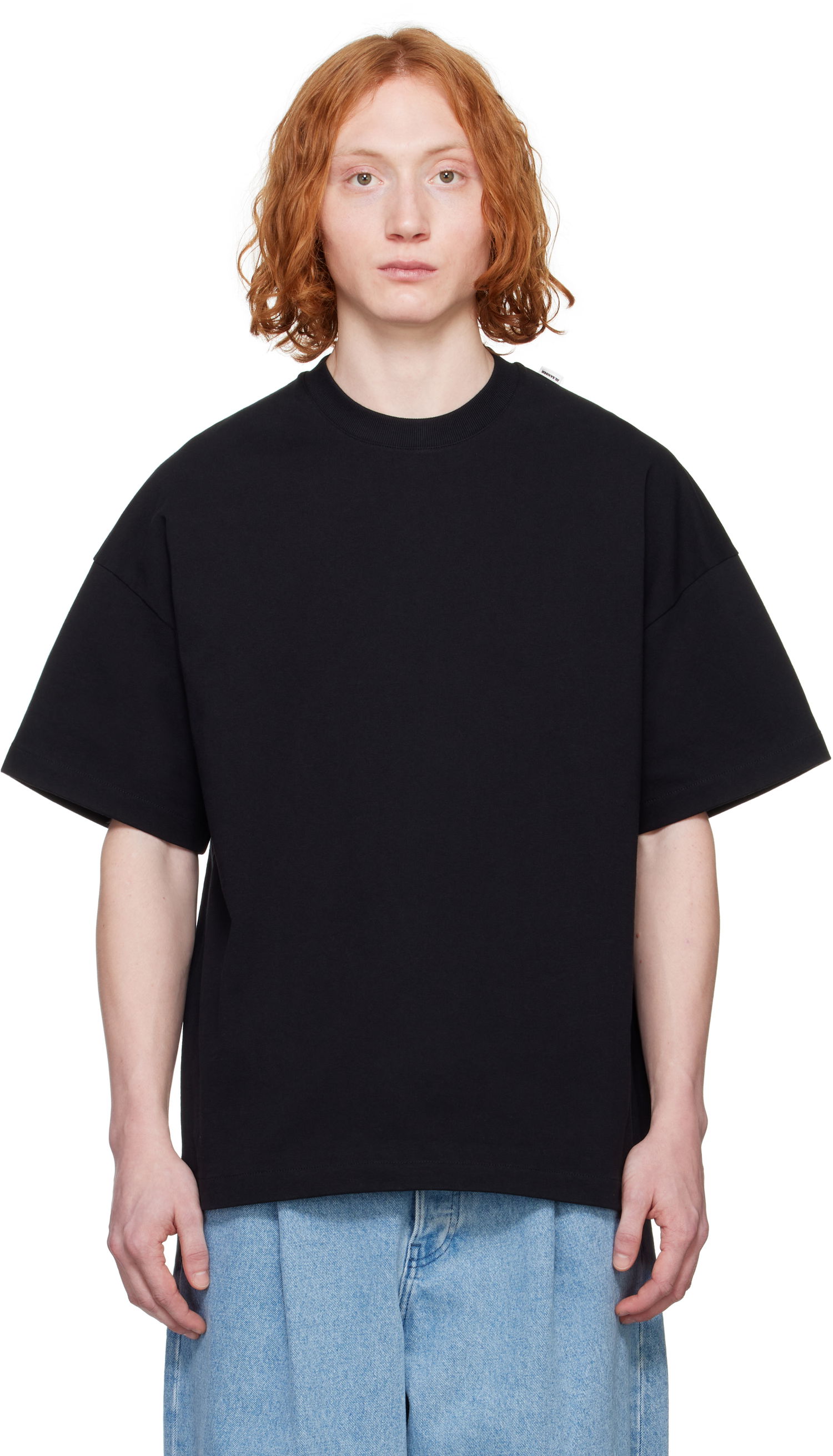 T-shirt Jil Sander Jil Sander Logo Flag Shoulder T-Shirt Sort | J22GC0195_J20244, 0