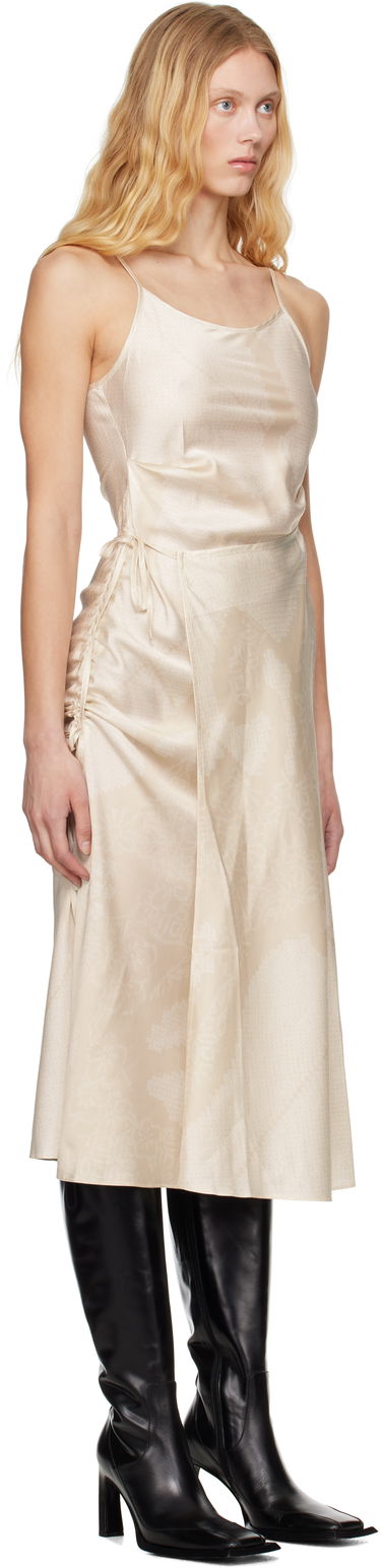 Kjole Feng Chen Wang Feng Chen Wang Pleated Silk Midi Dress Beige | FWS19DR04, 1