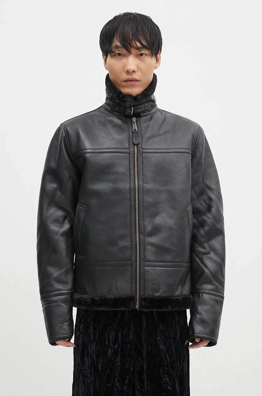 Bomberjakke Alpha Industries B3 Leather Bomber Jacket Sort | 148114, 0