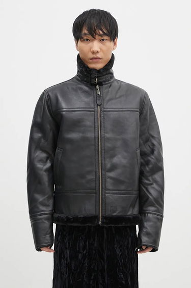 Bomberjakke Alpha Industries B3 Leather Bomber Jacket Sort | 148114, 0