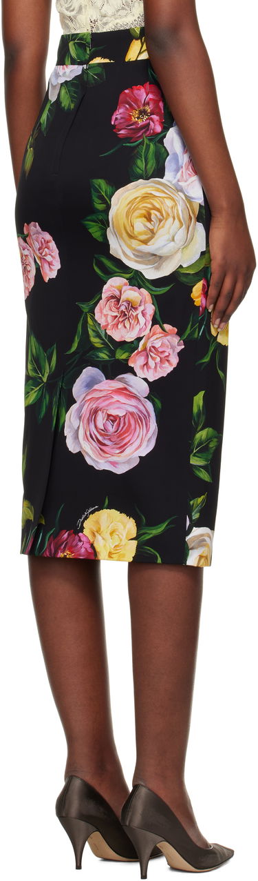 Nederdel Dolce & Gabbana Dolce&Gabbana Peony & Rose-Print Midi Skirt Sort | F4B6UT FSA7B, 2