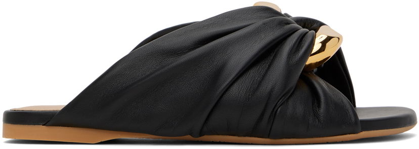 Skopleje JW Anderson JW Anderson Corner Leather Sandals Sort | ANW42061A