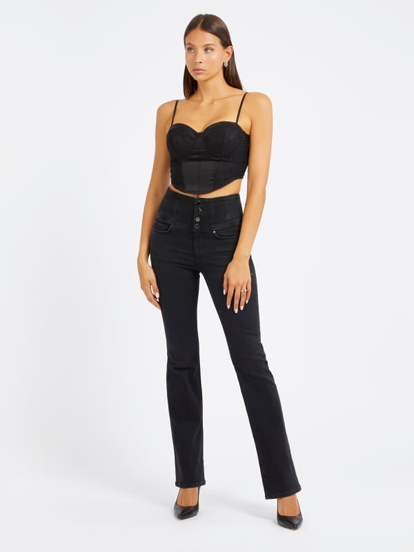 Jeans GUESS High Rise Flare Denim Pant Sort | W4RA0AD59I1, 0